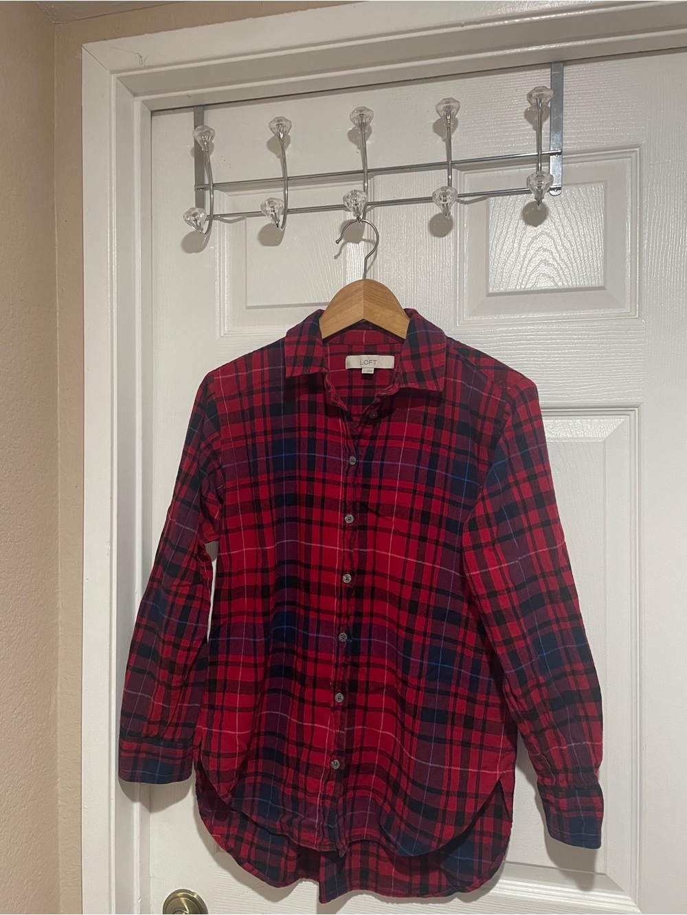 Talbots Red & Black Plaid Button-Up Shirt Small